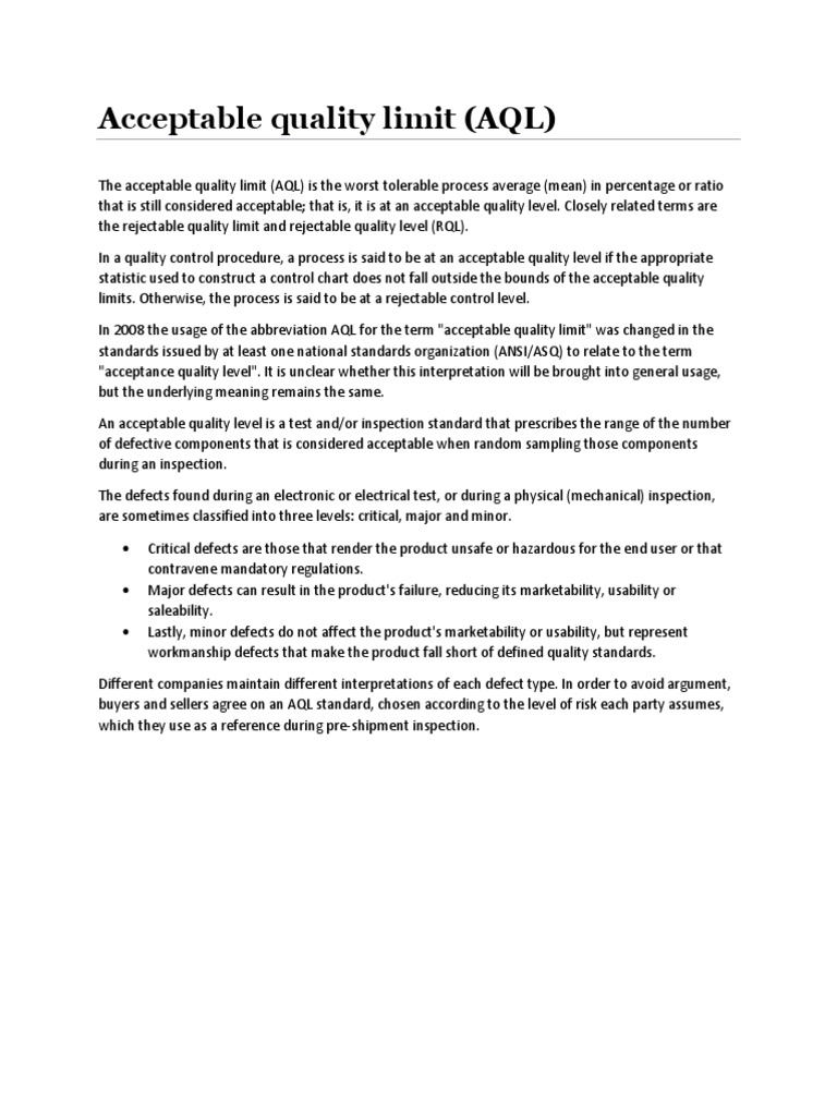 Acceptable Quality Limit PDF