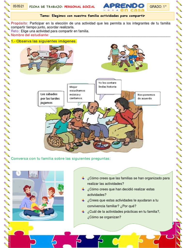 Actividades para Compartir en Familia | PDF | Relaciones personales ...