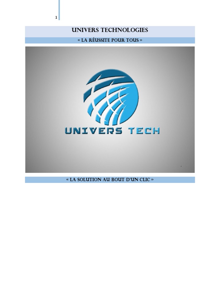 Univers Tech : Solutions Numériques Innovantes | PDF | Technologies de ...