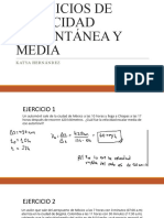 Ejercicios de Velocidad Instantánea y Media