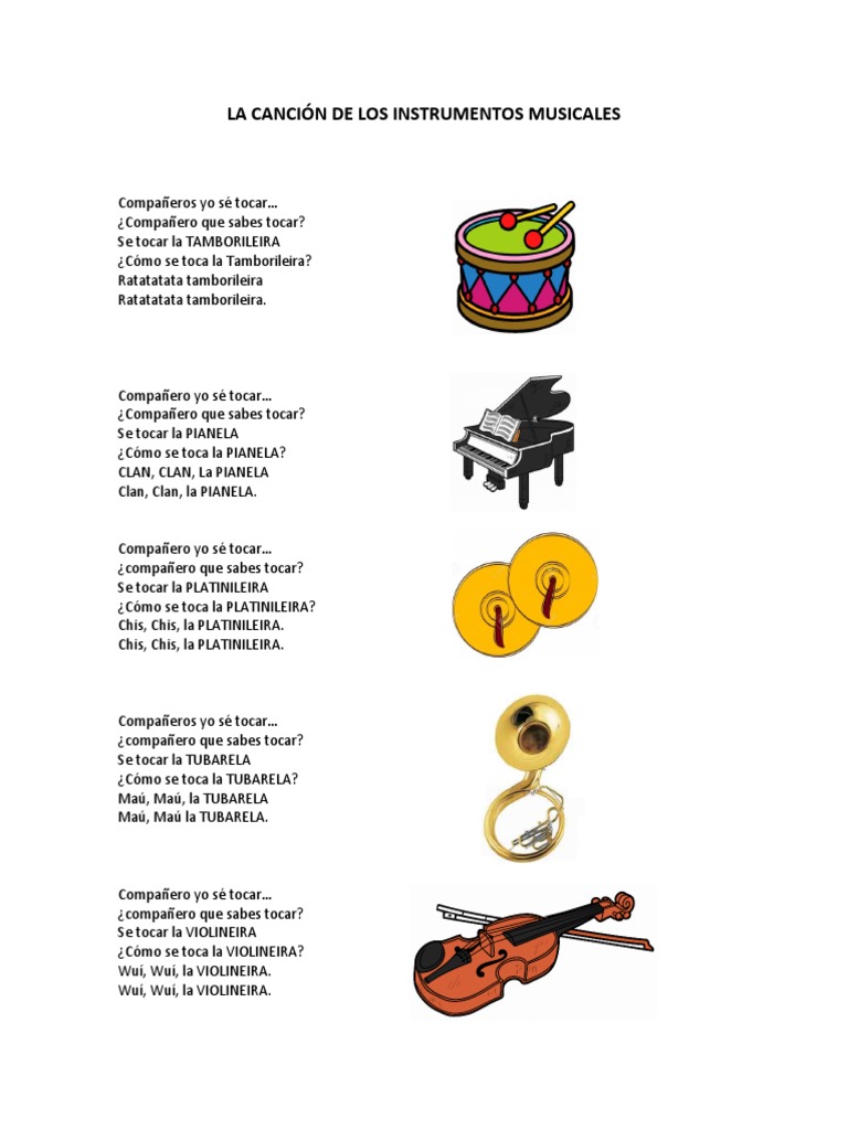 La Canción Escrito de Instrumentos Musicales | PDF