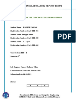 Electric Machines Laboratory Report-Eee371: To Determine The Turn Ratio of A Transformer