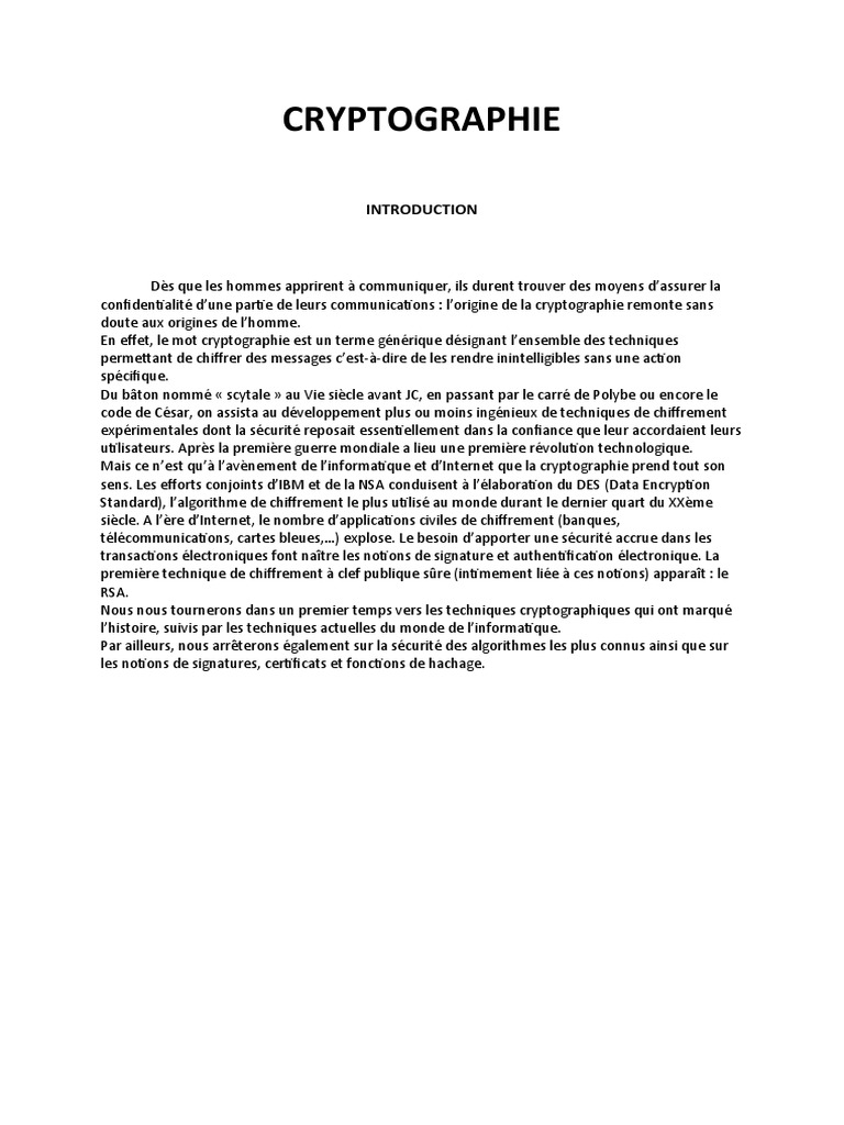 Histoire et techniques de cryptographie | PDF | Cryptographie ...