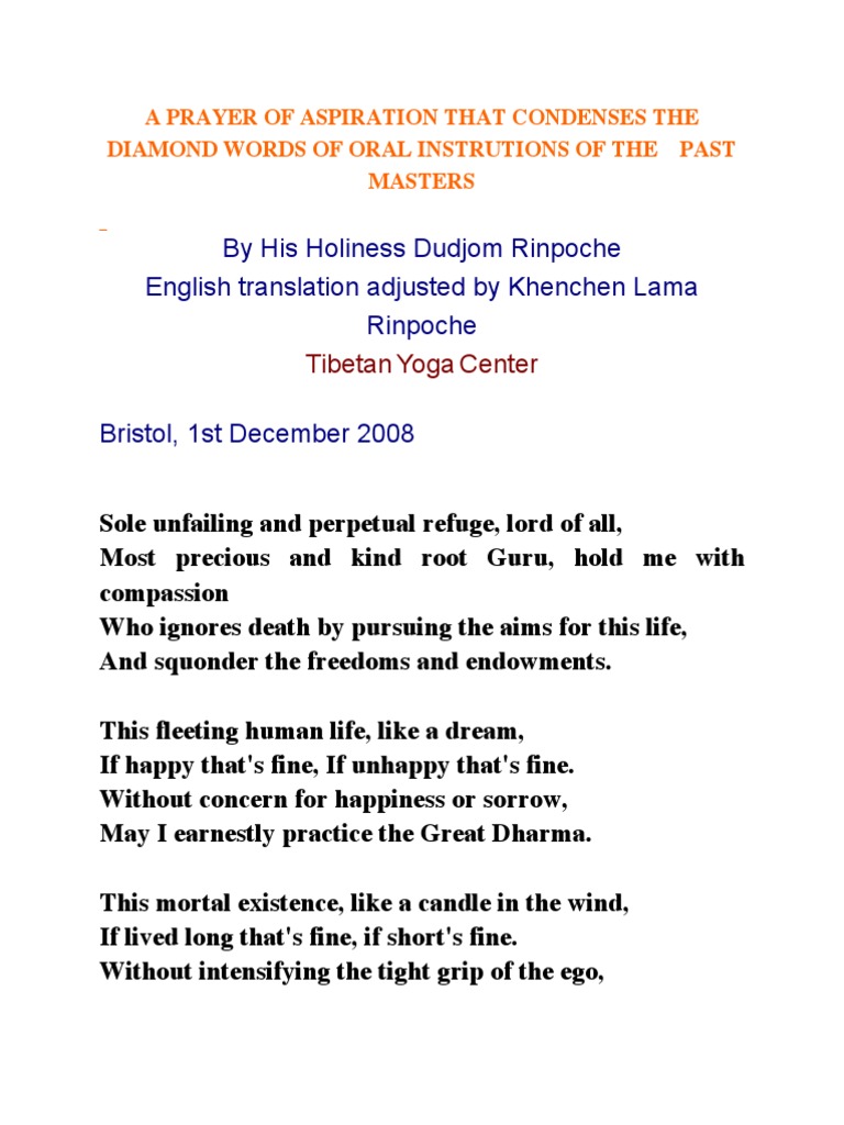 Aspiration Prayer PDF Dharma Religious Behaviour And Experience