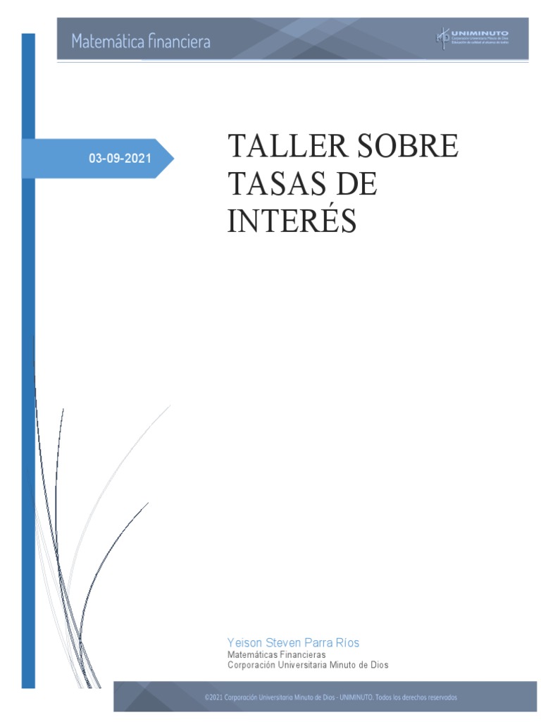 Taller Sobre Tasas de Interes | PDF | Finanzas Matemáticas ...
