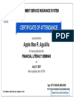 Certificate For Apple Mae R. Aguiliña For - Gsis Financial Literacy Gui...
