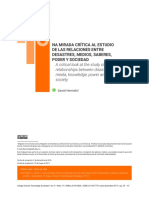 NA MIRADA CRÍTICA AL ESTUDIO DE LAS RELACIONES ENTRE DESASTRES, MEDIOS, SABERES, PODER Y SOCIEDAD