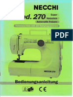 Necchi Nähmaschine 270 - Bedienungsanleitung in Deutsch