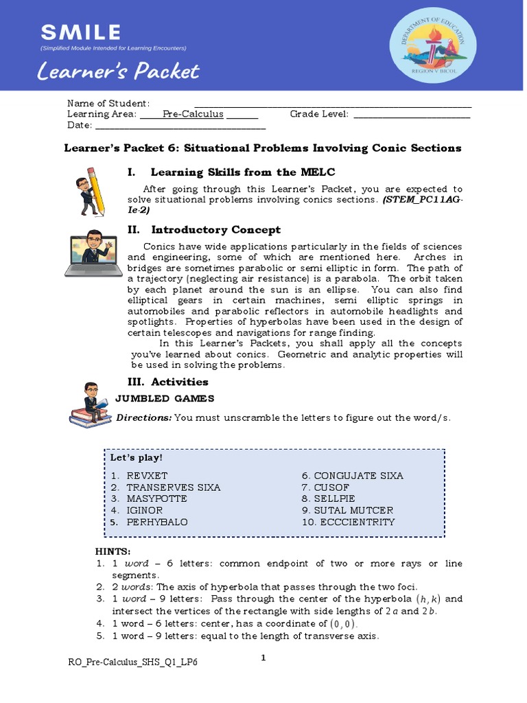 Pre Cal Learner - S Packet Q1 Week 6 | PDF | Algebraic Geometry ...