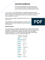 Densities of Common Rocks and Minerals