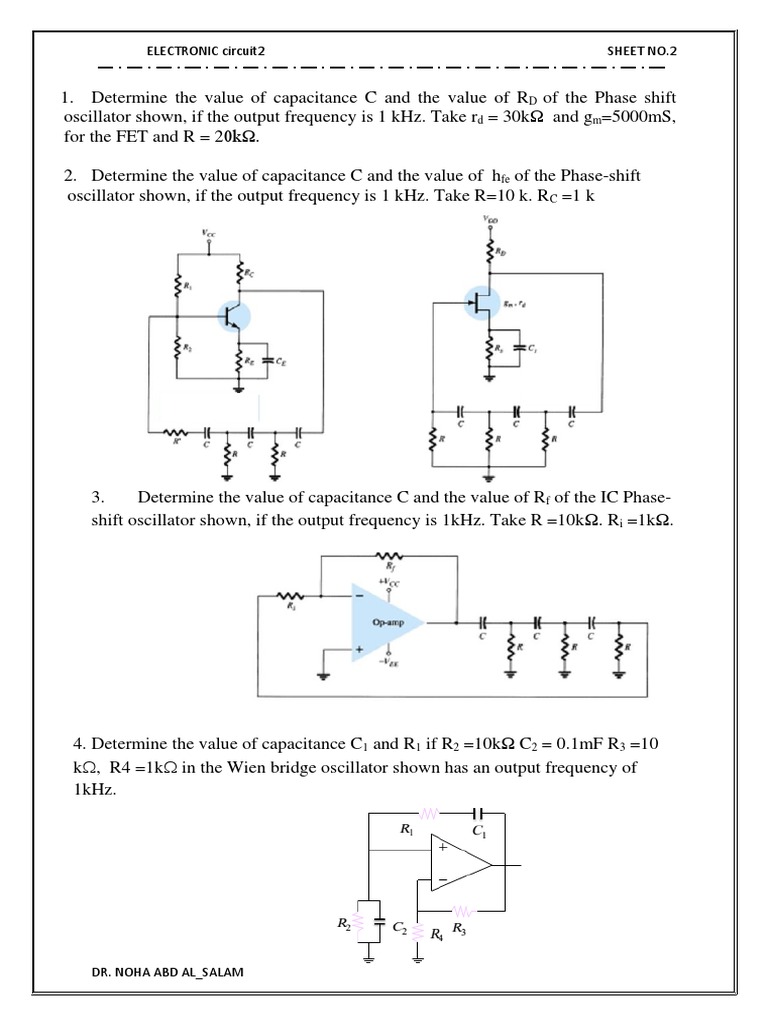 Phase Shift & Wien Bridge Oscillator Calculations | PDF | Science ...