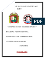 Universidad Nacional de Altiplano Puno: Facultad: Magister: Alumno: I Semestre