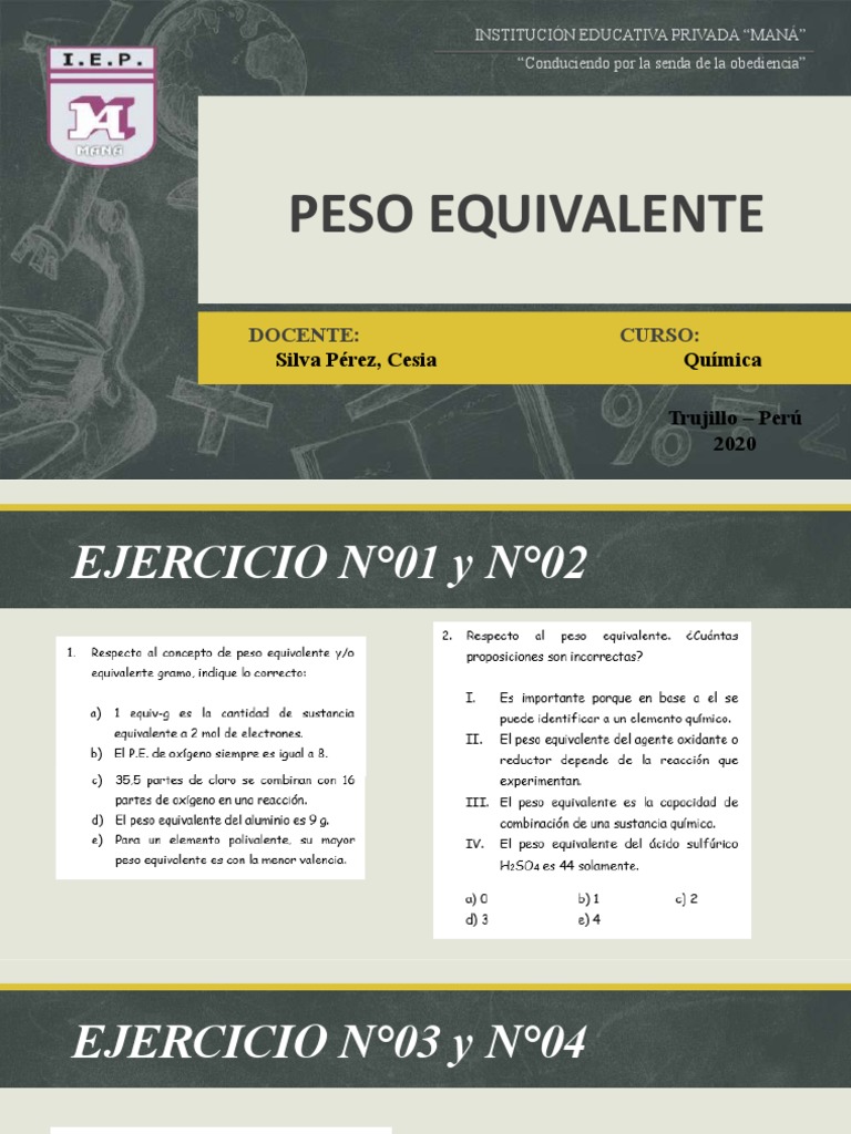 Clase Peso Equivalente (Ejercicios) PDF