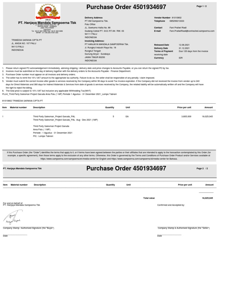 Purchase Order - 4501934697 | PDF | Financial Transaction | Prices