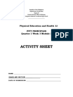 Activity Sheet: Physical Education and Health 12 Fitt Principles Quarter 1 Week 3 Module 3