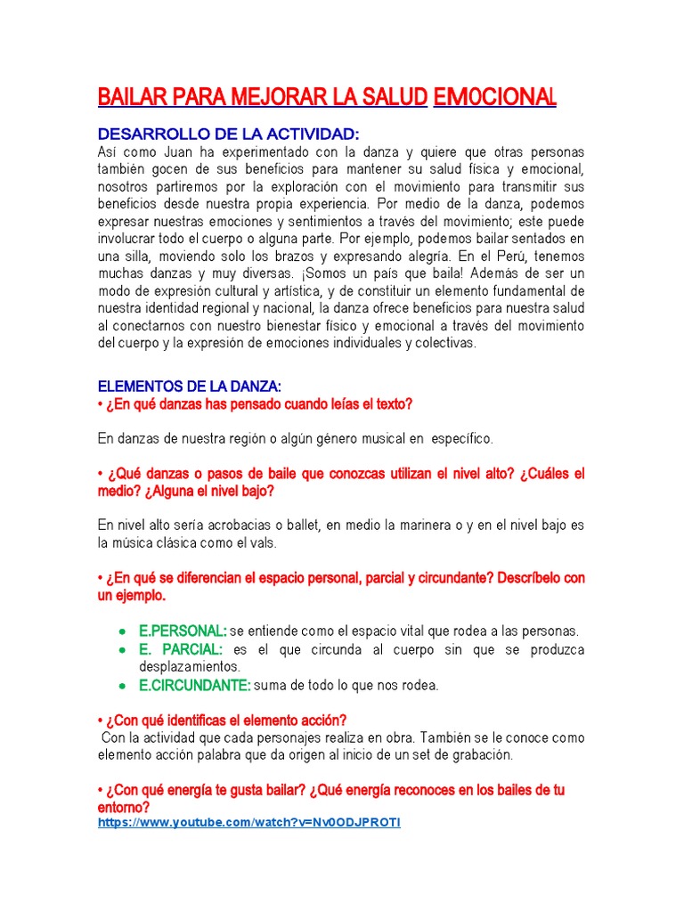 Emociones y Niveles en la Danza | PDF | Bailes | Las emociones