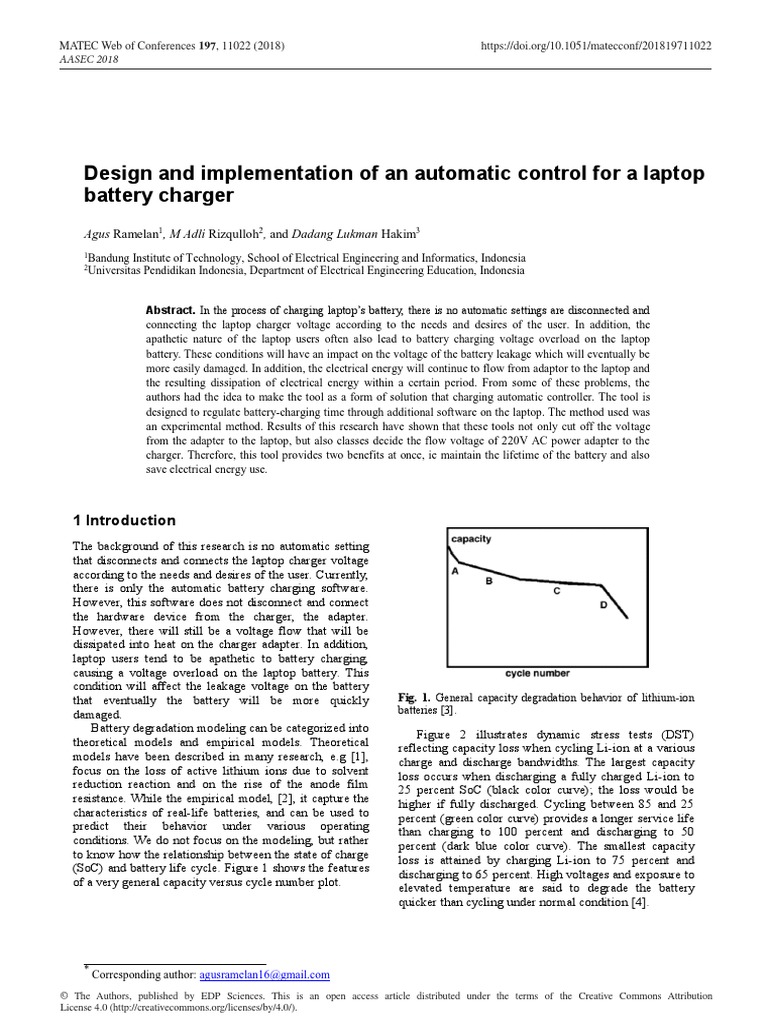 Design and Implementation of An Automatic Control For A Laptop Battery ...