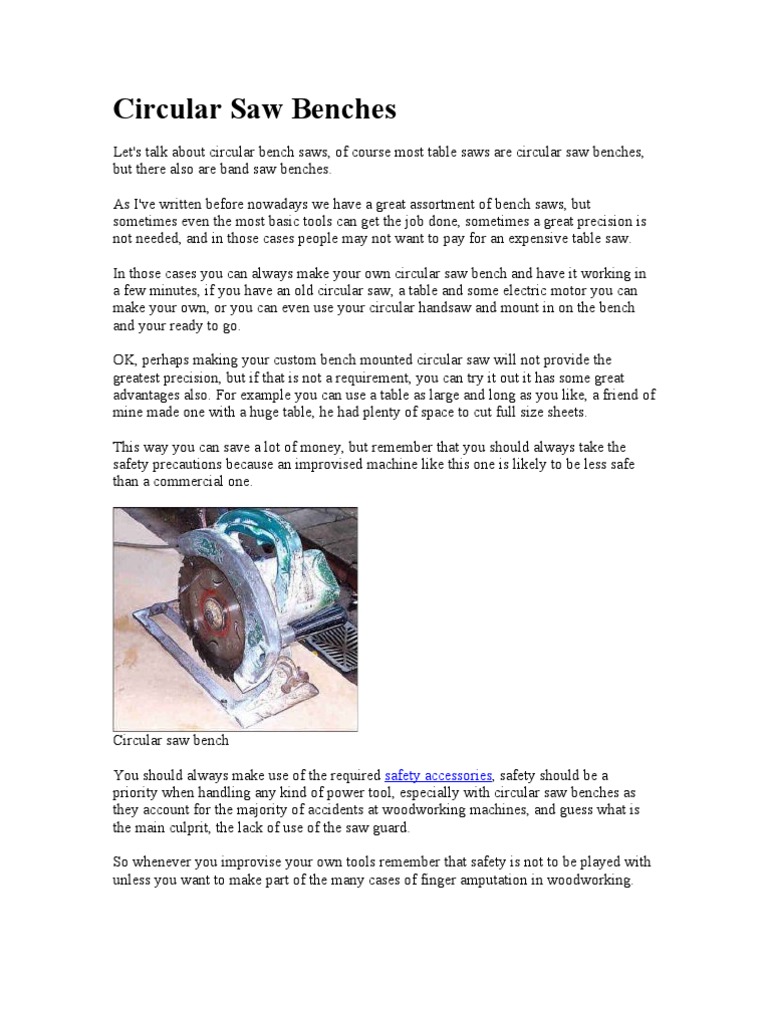 Circular Saw Benches PDF Steel Industrial Processes