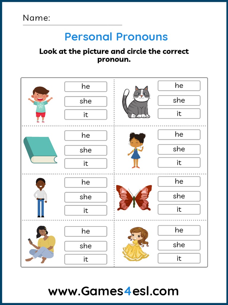 Personal Pronoun Worksheet 1 1 2 1 | PDF