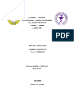 University of Bohol Maria Clara Street, Tagbilaran City Bohol-6300 College of Pharmacy First Term 2 Semester A.Y 2020-2021