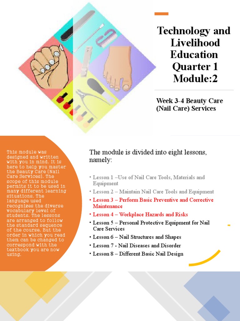 NAIL CARE WEEK 3 4 Lesson 3 4 Preventive Maintenance Workplace Hazards