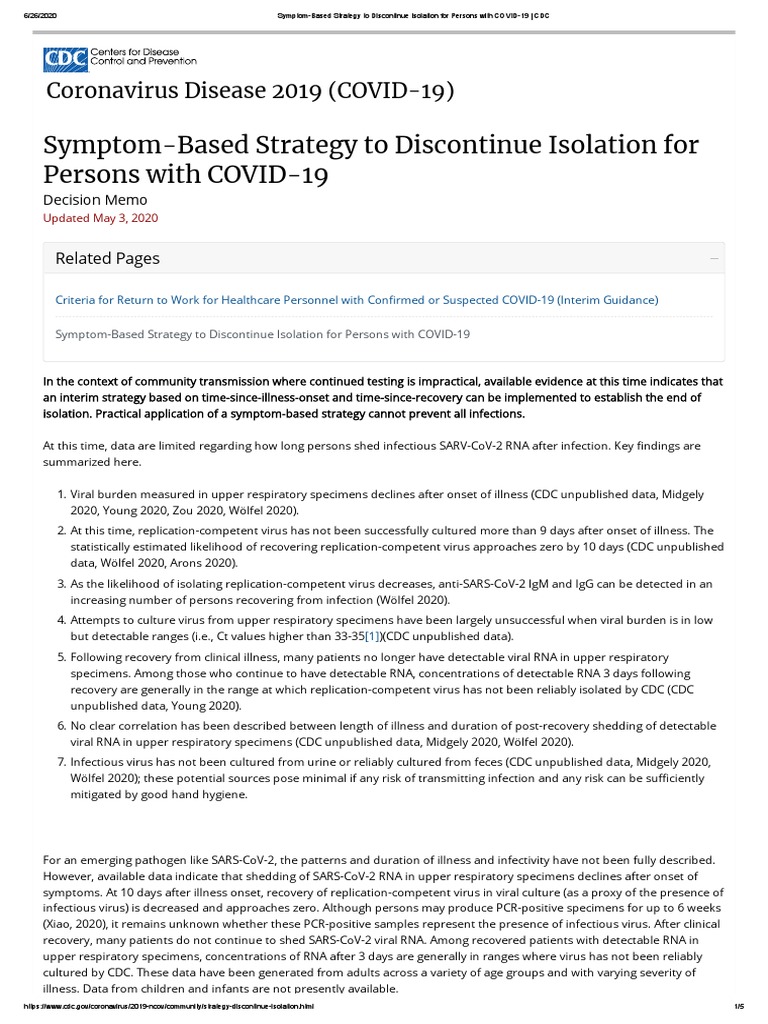 Symptom-Based Strategy To Discontinue Isolation For Persons With COVID ...