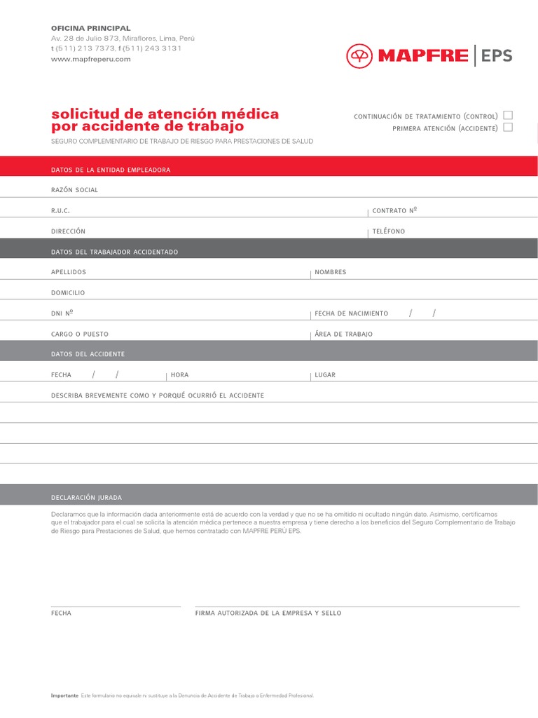 Ficha de Atencion SCTR MAPFRE PDF