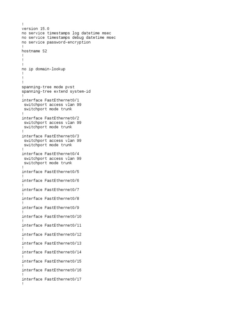 S2 Startup-Config | PDF | Technology & Engineering