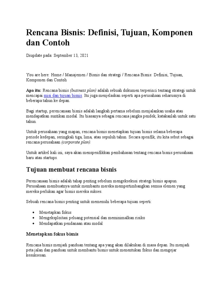 Rencana Bisnis Pdf