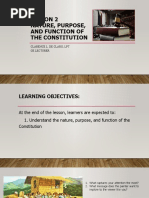 Lesson 2 Nature, Purpose, and Function of The Constitution: Clarence L. de Claro, LPT Ge Lecturer