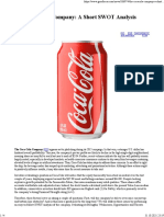 The Coca Cola Company A Short Swot Analysis