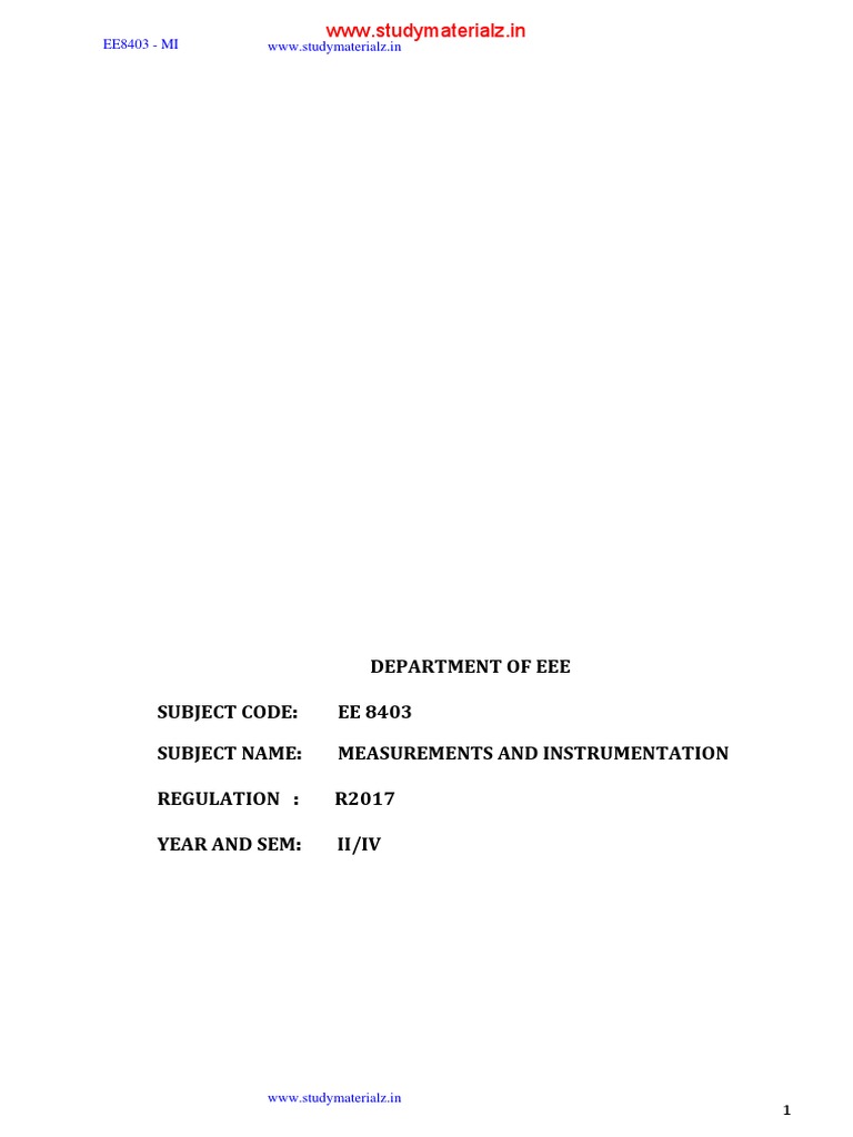 Ee8403 measurement and instrumentation syllabus pdf observational