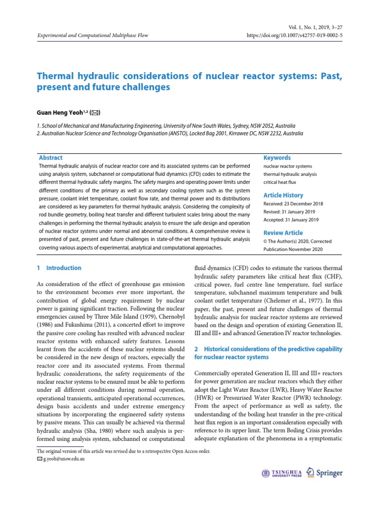 Thermal Hydraulic Considerations Of Nuclear Reactor Systems Past