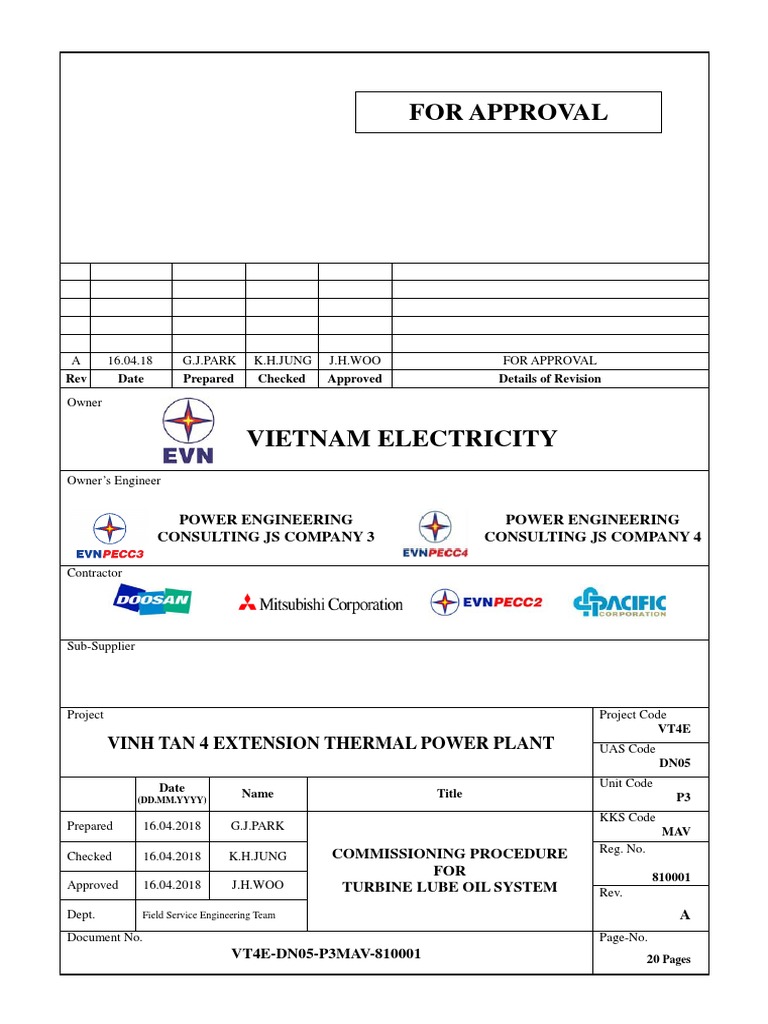 Commissioning Procedure For Turbine Lube Oil System Rev A PDF