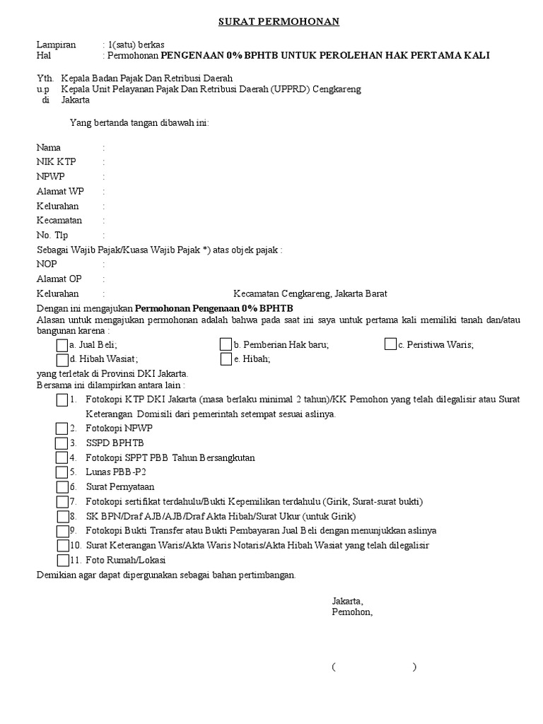 Surat Permohonan 0 Bphtb Pdf