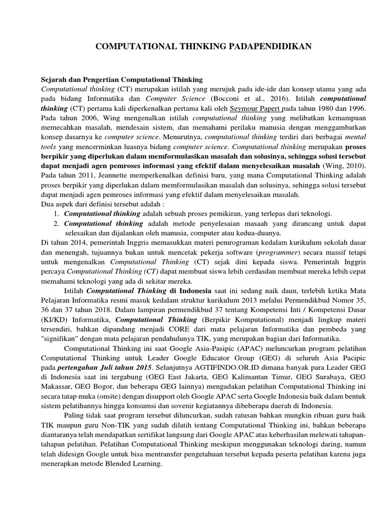 Computational Thinking For Education | PDF | Bisnis | Komputer