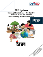 Filipino: Unang Markahan - Modyul 6: Nobela Mula Sa France (Panitikang Mediterranean)