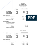 Quantity Schedule: Cost Accounted For As Follows