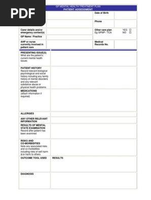 Mental Health Patient Care Plan
