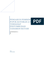 Pengaruh Pemberian Pupuk Dari Kotoran Ayam Terhadap Pertumbuhan Tanaman Bayam