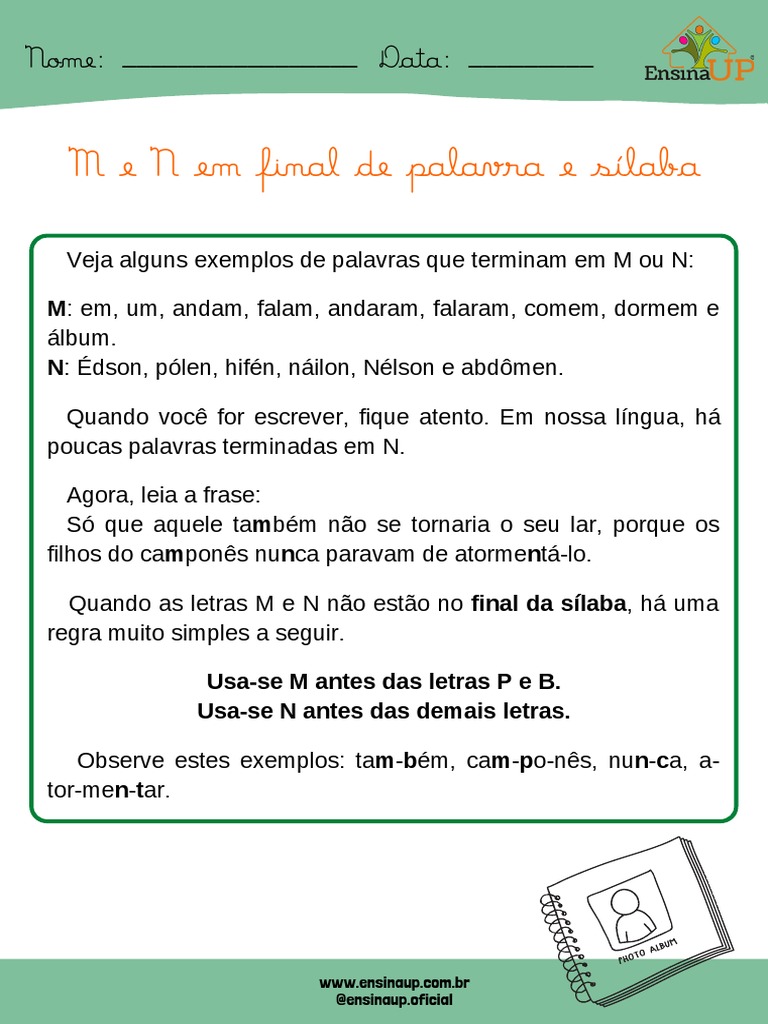 Uso de M e N no Final de Palavras | PDF | Sílaba