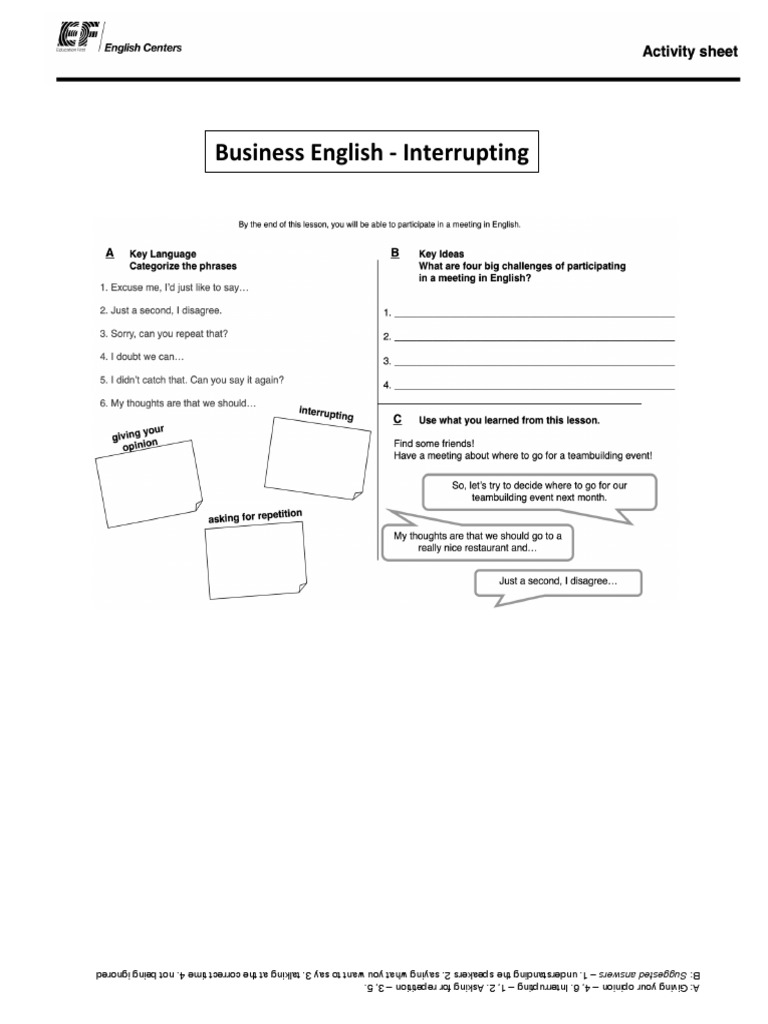 Interrupting - Handout | PDF | Career & Growth