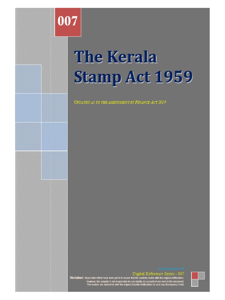 007 The Kerala Stamp Act 1959 PDF Securities Finance Mortgage Law