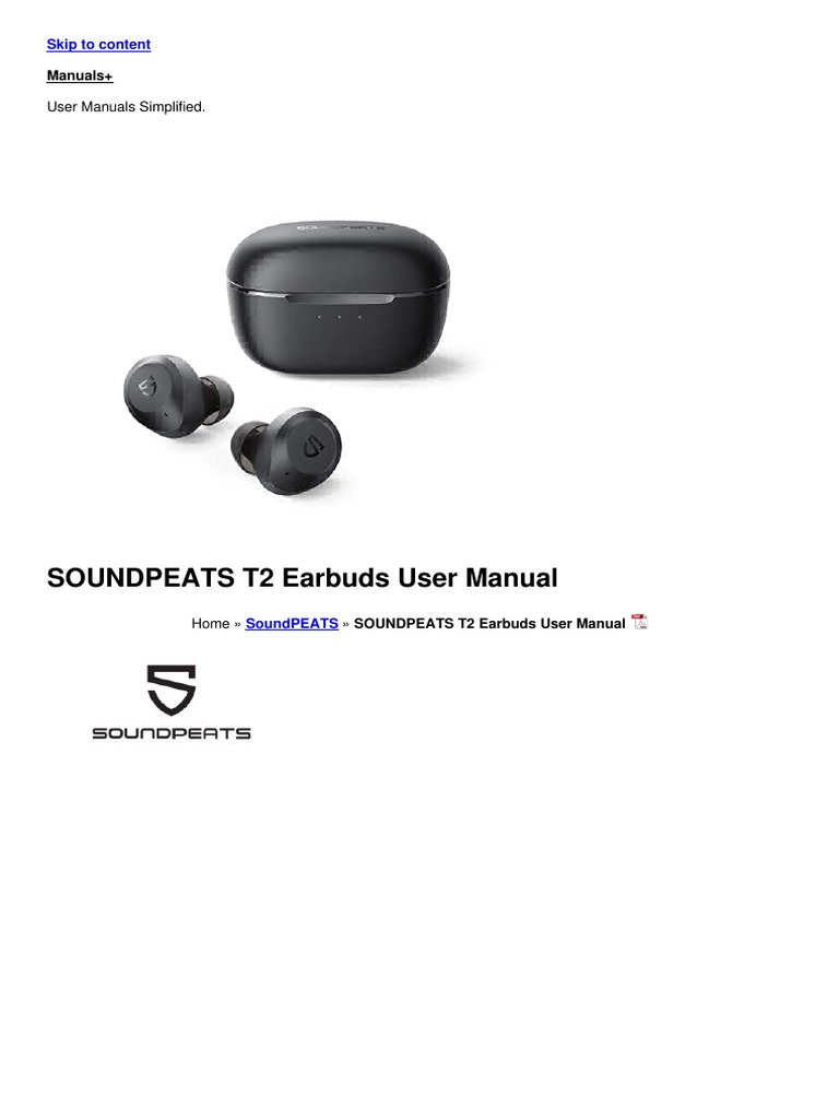 t2 Earbuds Manual PDF Headphones Interference