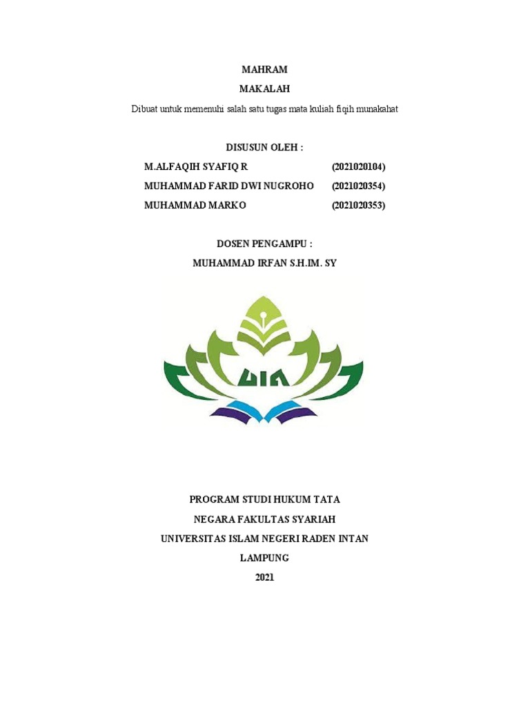 Pengertian dan Jenis Mahram dalam Islam | PDF