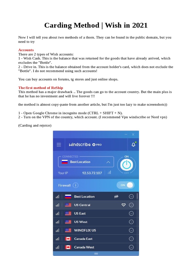 Carding Method Wish in 2021 Accounts PDF