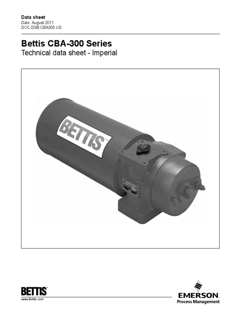 Bettis CBA300 Series Technical Data Sheet Imperial PDF Actuator