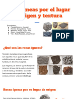 Rocas Ígneas Por El Lugar de Origen y Textura