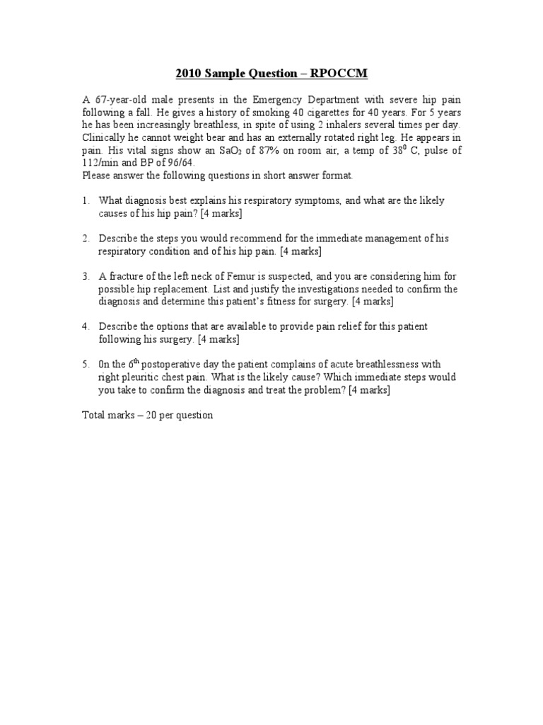 2010 Sample Question RPOCCM | PDF | Self-Improvement | Wellness