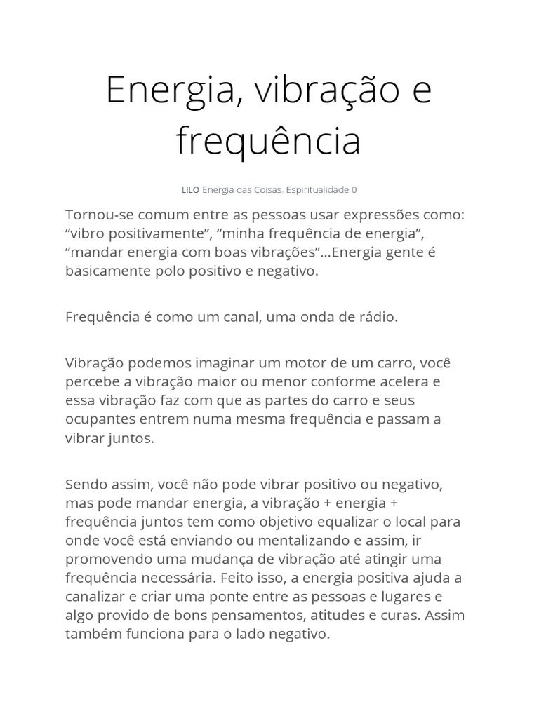 Energia, Vibração e Frequência Explicadas | PDF | Frequência